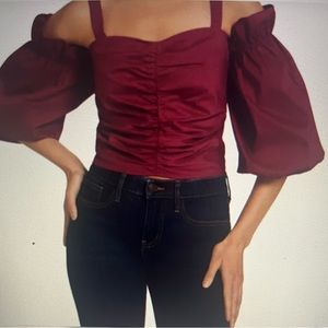 Wild Berry Shoulder Rushed top
